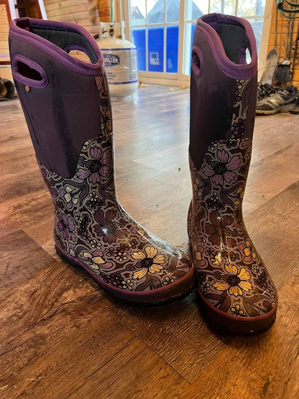 Bogs Purple Floral Waterproof Tall Rain Boots